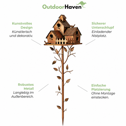Metall-Vogelhaus Gartenstecker – Kunstvolles Design für Garten & Außenbereich