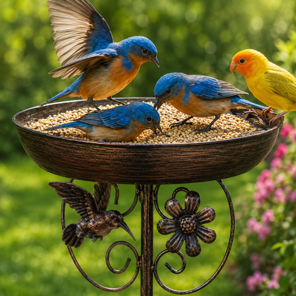 Vogeltränke & Futterstelle aus Eisen – Dekorativ, Wetterfest, für Garten & Hof