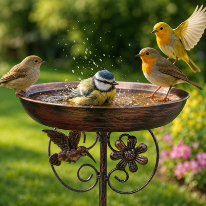 Vogeltränke & Futterstelle aus Eisen – Dekorativ, Wetterfest, für Garten & Hof