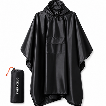 Regenponcho Wasserdicht - 2-in-1 Poncho & Plane mit Ösen - Ultraleicht 250 g