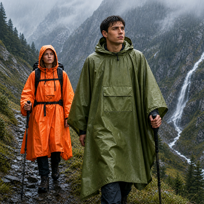 Regenponcho Wasserdicht - 2-in-1 Poncho & Plane mit Ösen - Ultraleicht 250 g