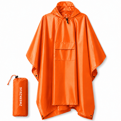 Regenponcho Wasserdicht - 2-in-1 Poncho & Plane mit Ösen - Ultraleicht 250 g