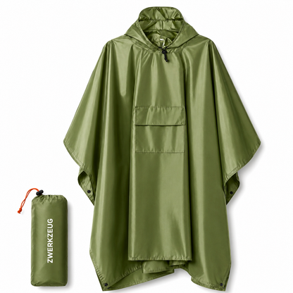 Regenponcho Wasserdicht - 2-in-1 Poncho & Plane mit Ösen - Ultraleicht 250 g