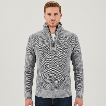 Half-Zip Pullover Herren - Fleecefutter & Stehkragen - Dicker Strick