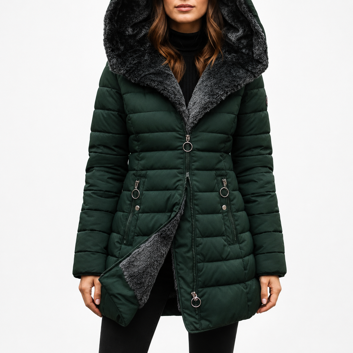 Steppjacke Damen - Wasserdicht & Winddicht - Kunstfell & Kapuze