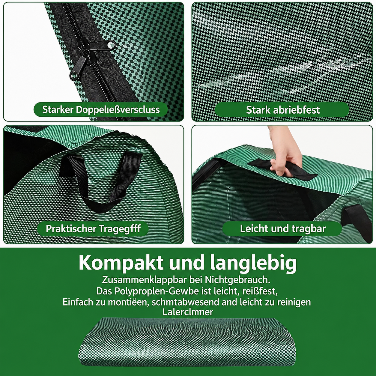 Gartenabfallsack 100 L - Wiederverwendbar für Laub & Grünschnitt