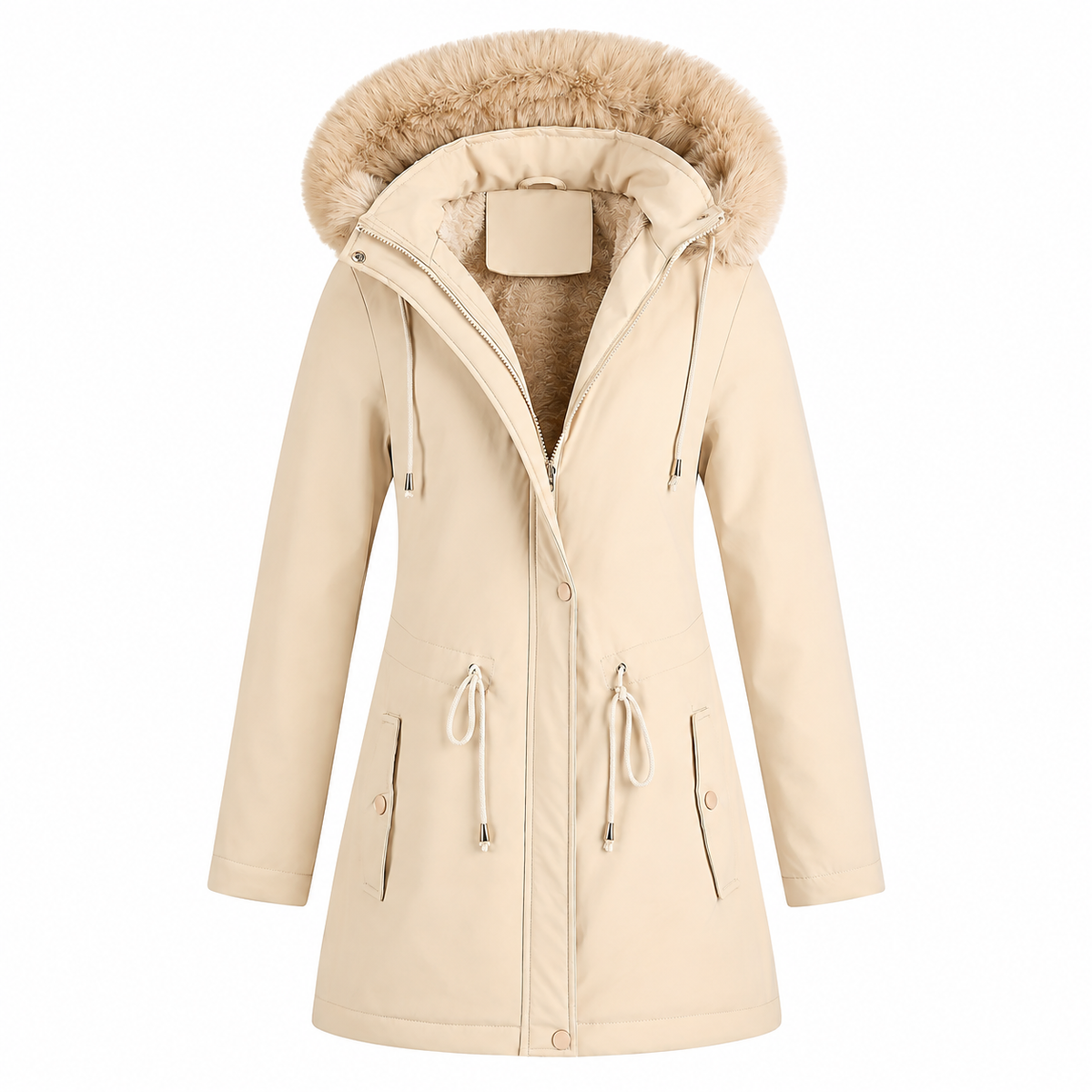 Parka Damen - mit Kunstfellkapuze - gefüttert