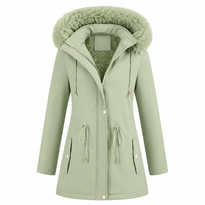 Parka Damen - mit Kunstfellkapuze - gefüttert