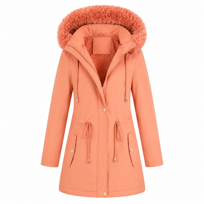 Parka Damen - mit Kunstfellkapuze - gefüttert