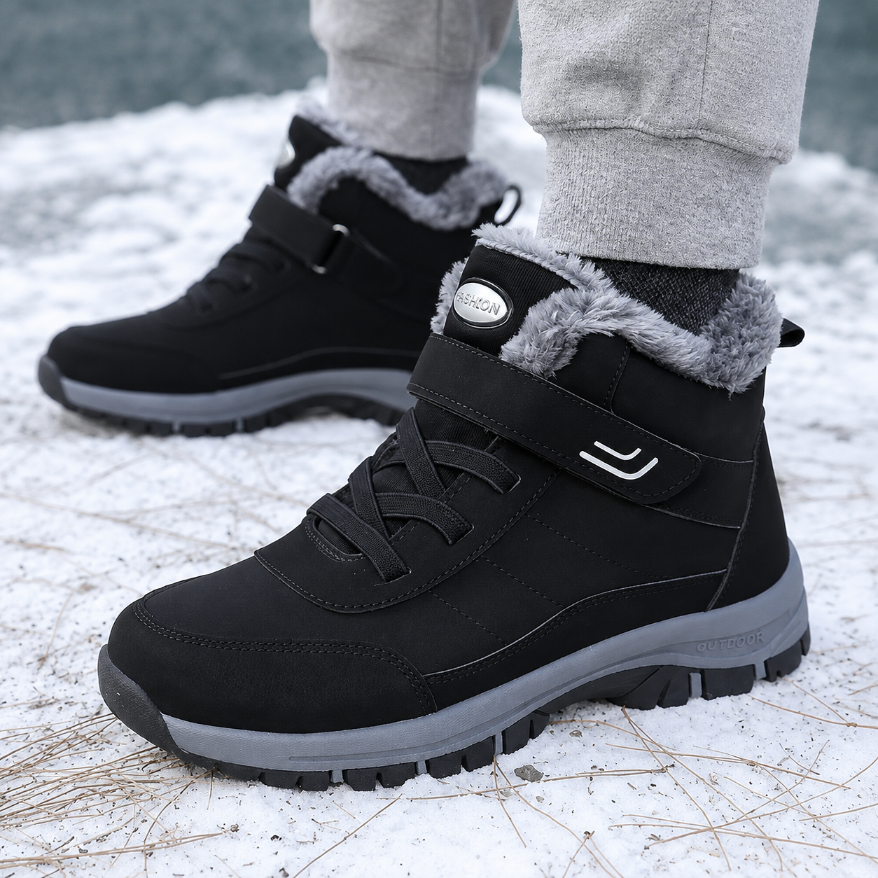 Winterstiefel Damen - Klettverschluss - rutschfest