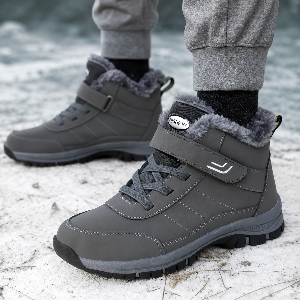 Winterstiefel Damen - Klettverschluss - rutschfest