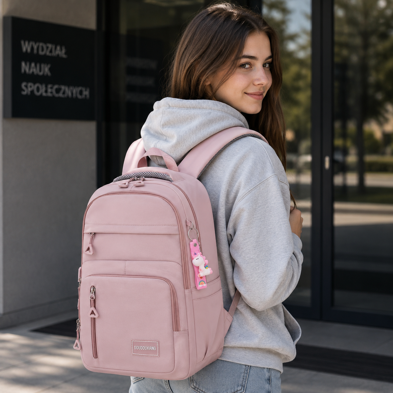 Schulrucksack City - mit USB-Anschluss - Trolleyband