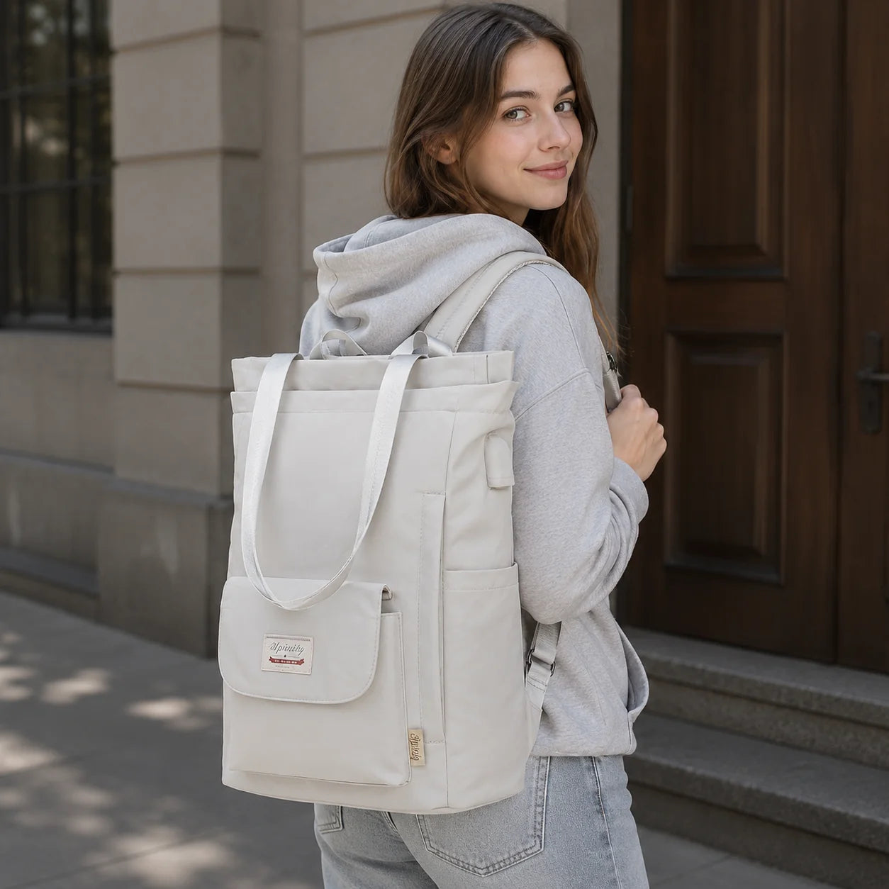 Schulrucksack Damen für Laptop - mit USB-Anschluss - Tasche 2in1