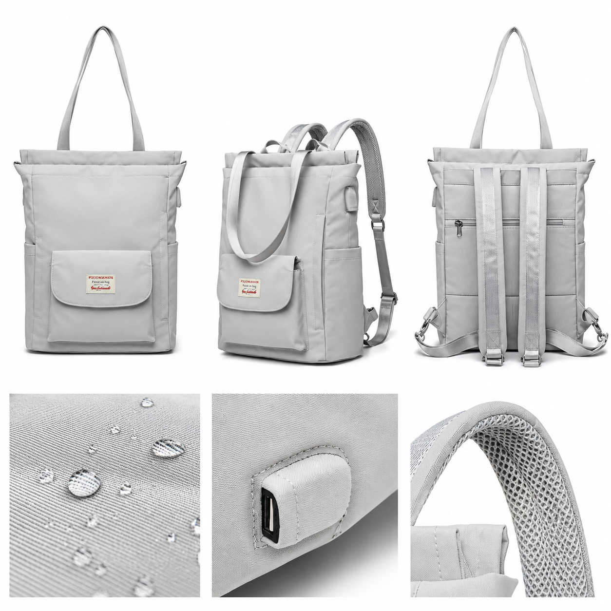Schulrucksack Damen für Laptop - mit USB-Anschluss - Tasche 2in1
