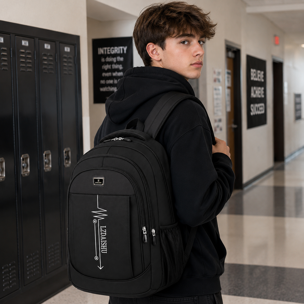 Schulrucksack für Jugendliche - Canvas - 5 Taschen
