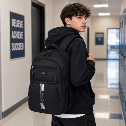 Schulrucksack für Herren - mehrere Fächer - Netzrücken