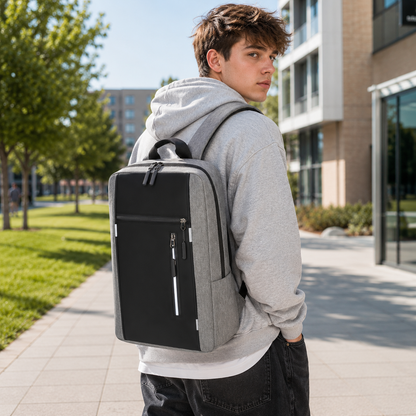 Schulrucksack Herren - 3in1-Set - mit USB-Anschluss