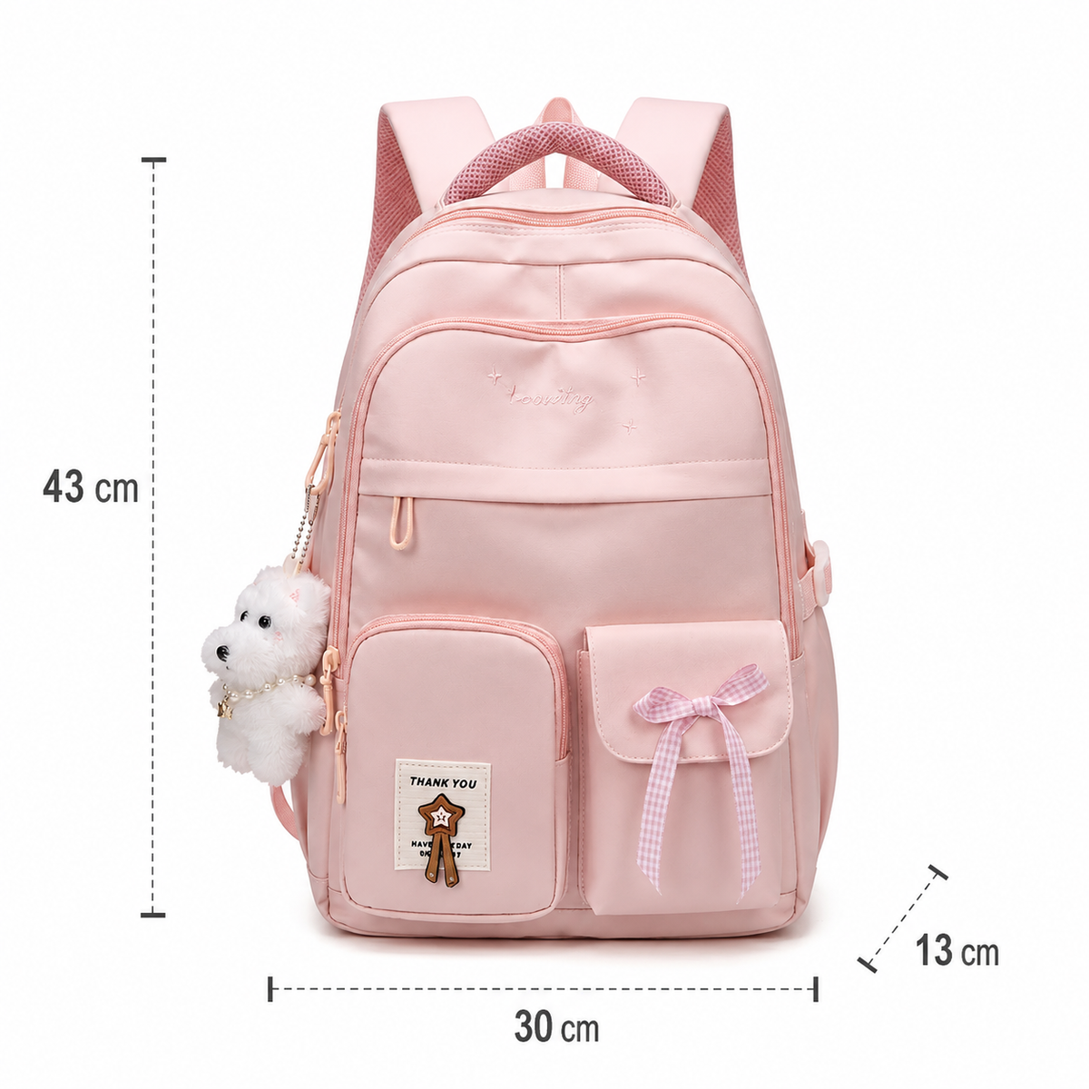 Schulrucksack für Mädchen - Trolleyband - viele Taschen