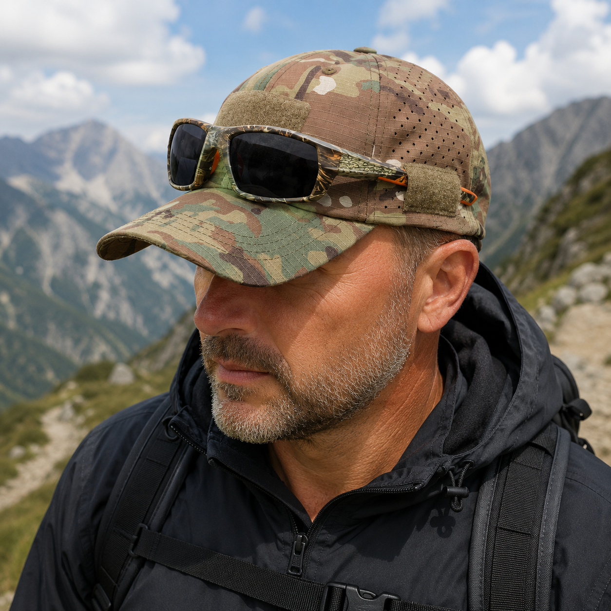 Herren-Camouflage-Tactical-Cap - Atmungsaktiv - Brillenhalter