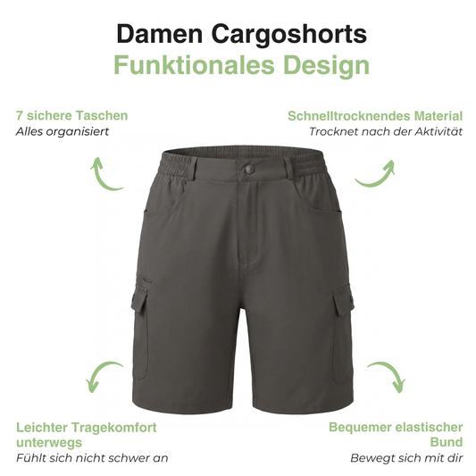 Damen Hiking-Cargoshorts – 7 Taschen – Outdoor & Wandern