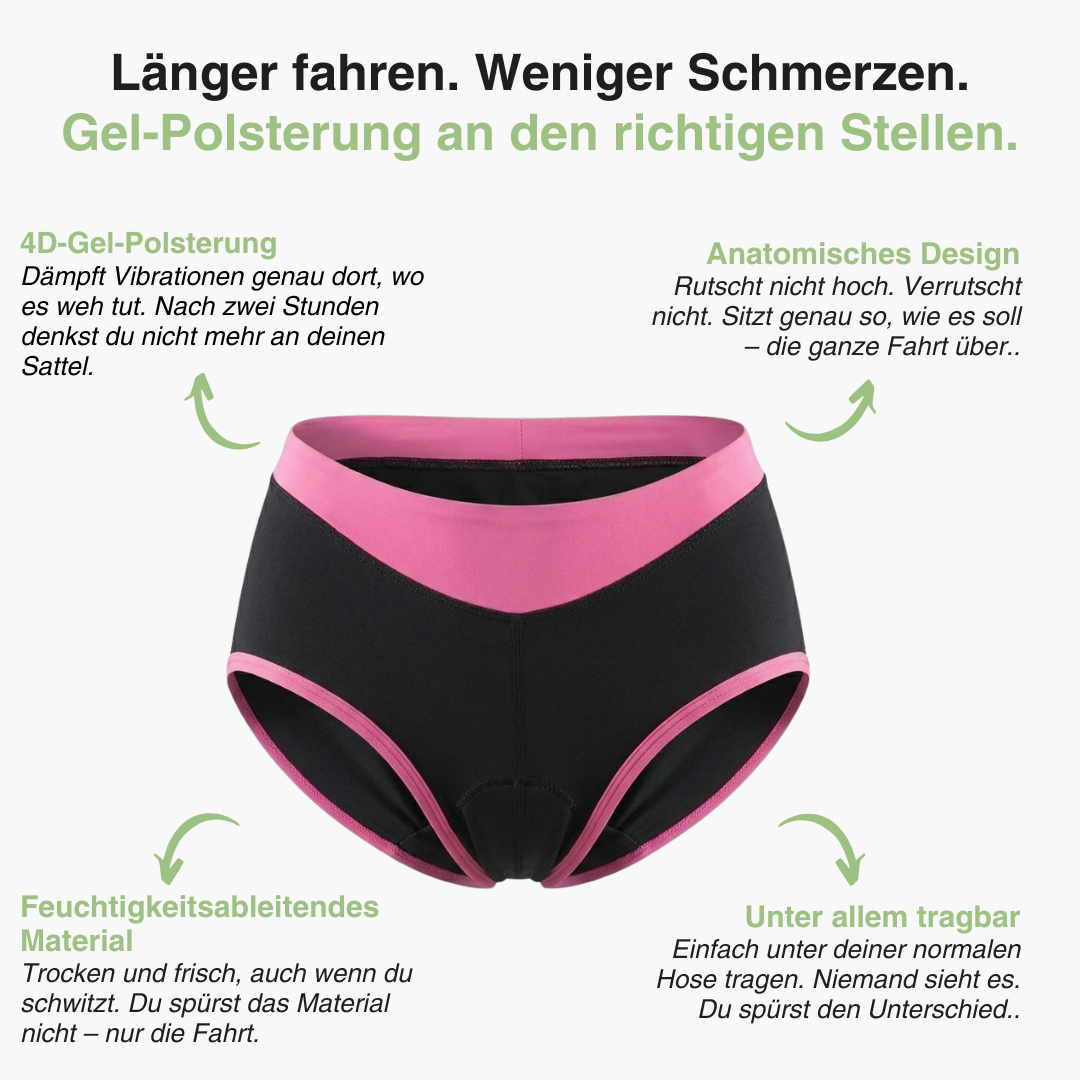 Damen Radunterwäsche mit Polsterung – 4D-Gel-Polster – Atmungsaktiv