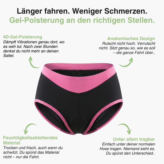 Damen Radunterwäsche mit Polsterung – 4D-Gel-Polster – Atmungsaktiv