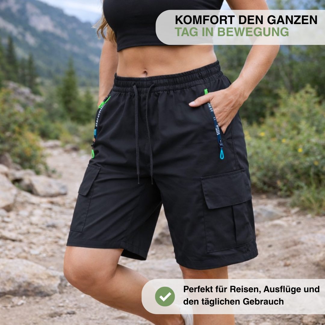 Damen Sommer-Shorts – Kurze Hose – Reißverschlusstaschen