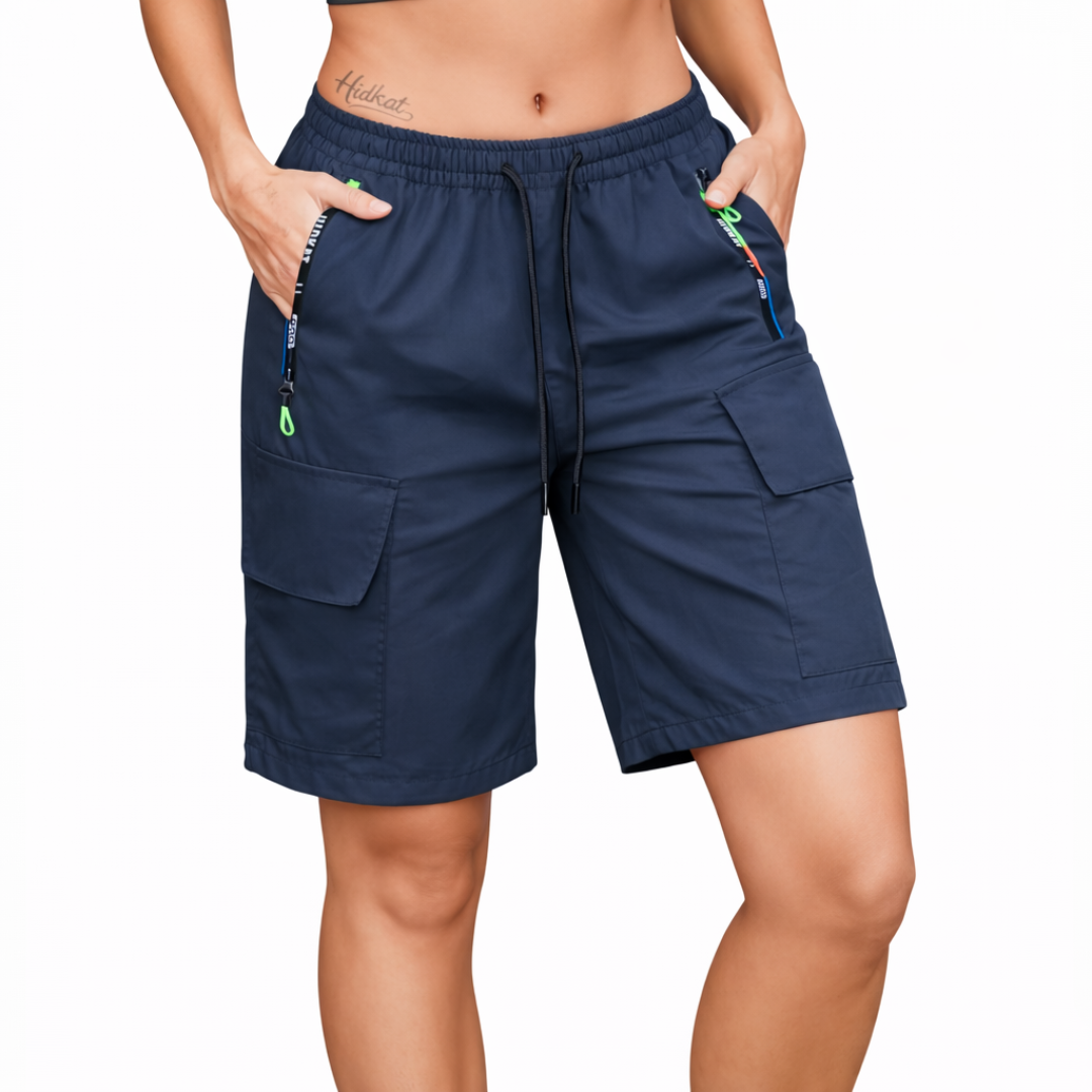 Damen Sommer-Shorts – Kurze Hose – Reißverschlusstaschen