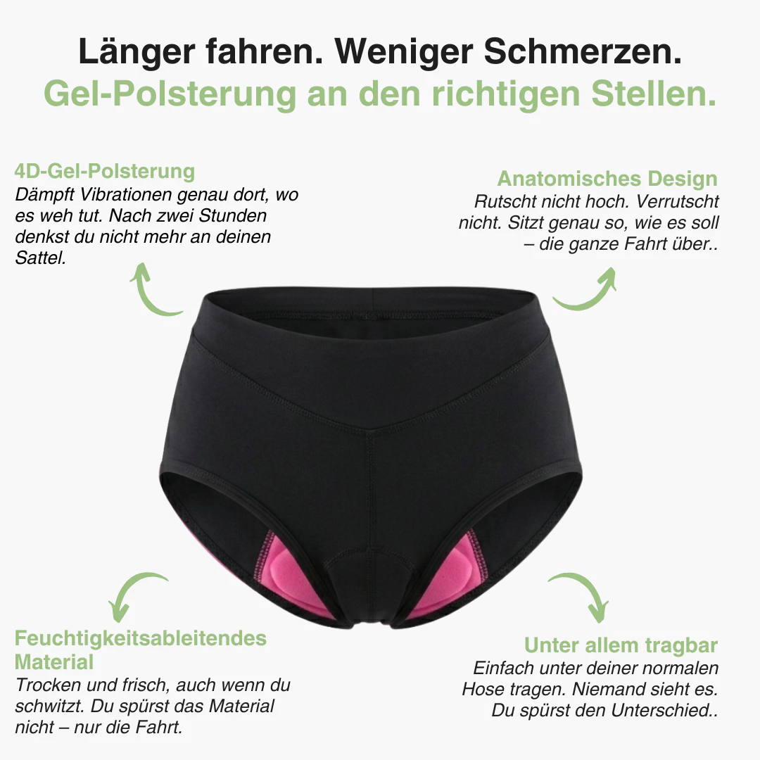 Damen Radunterwäsche mit Polsterung – 4D-Gel-Polster – Atmungsaktiv