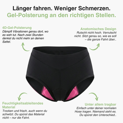 Damen Radunterwäsche mit Polsterung – 4D-Gel-Polster – Atmungsaktiv