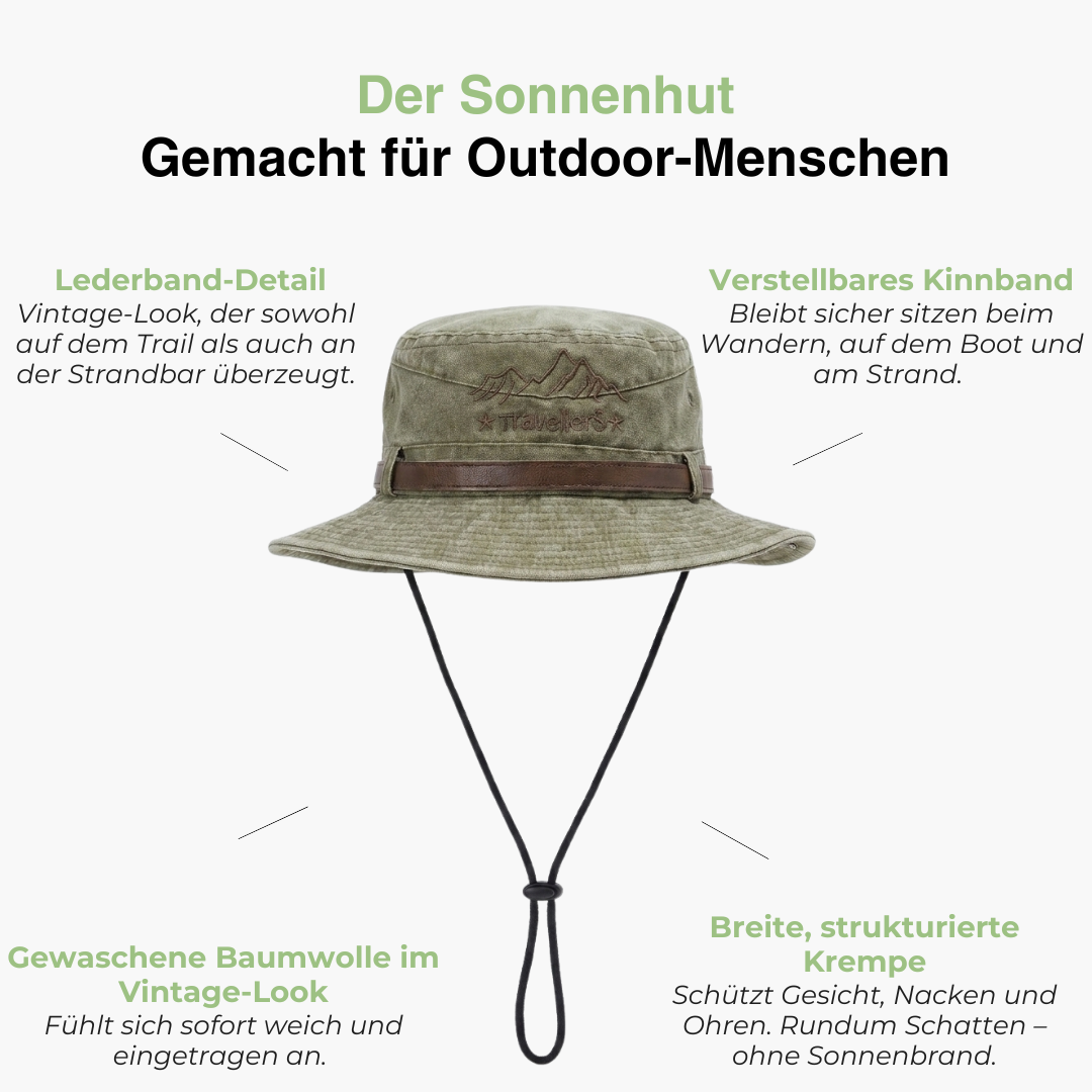 Outdoor Sonnenhut – Breite Krempe – Lederband