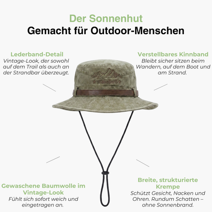 Outdoor Sonnenhut – Breite Krempe – Lederband