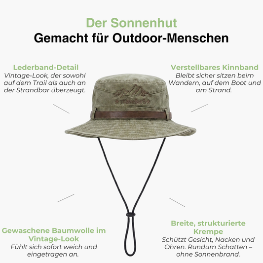 Outdoor Sonnenhut – Breite Krempe – Lederband