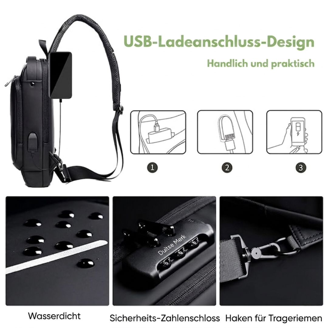 Anti-Diebstahl Brusttasche – USB – Zahlenschloss