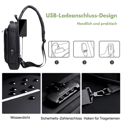 Anti-Diebstahl Brusttasche – USB – Zahlenschloss