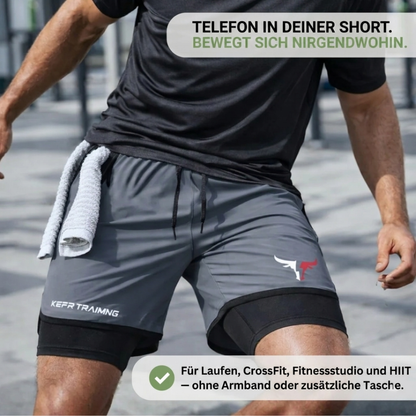 2-in-1 Herren Trainingsshorts – Integrierte Kompressions-Innenhose