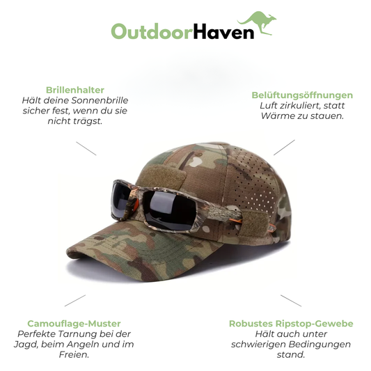 Herren-Camouflage-Tactical-Cap - Atmungsaktiv - Brillenhalter