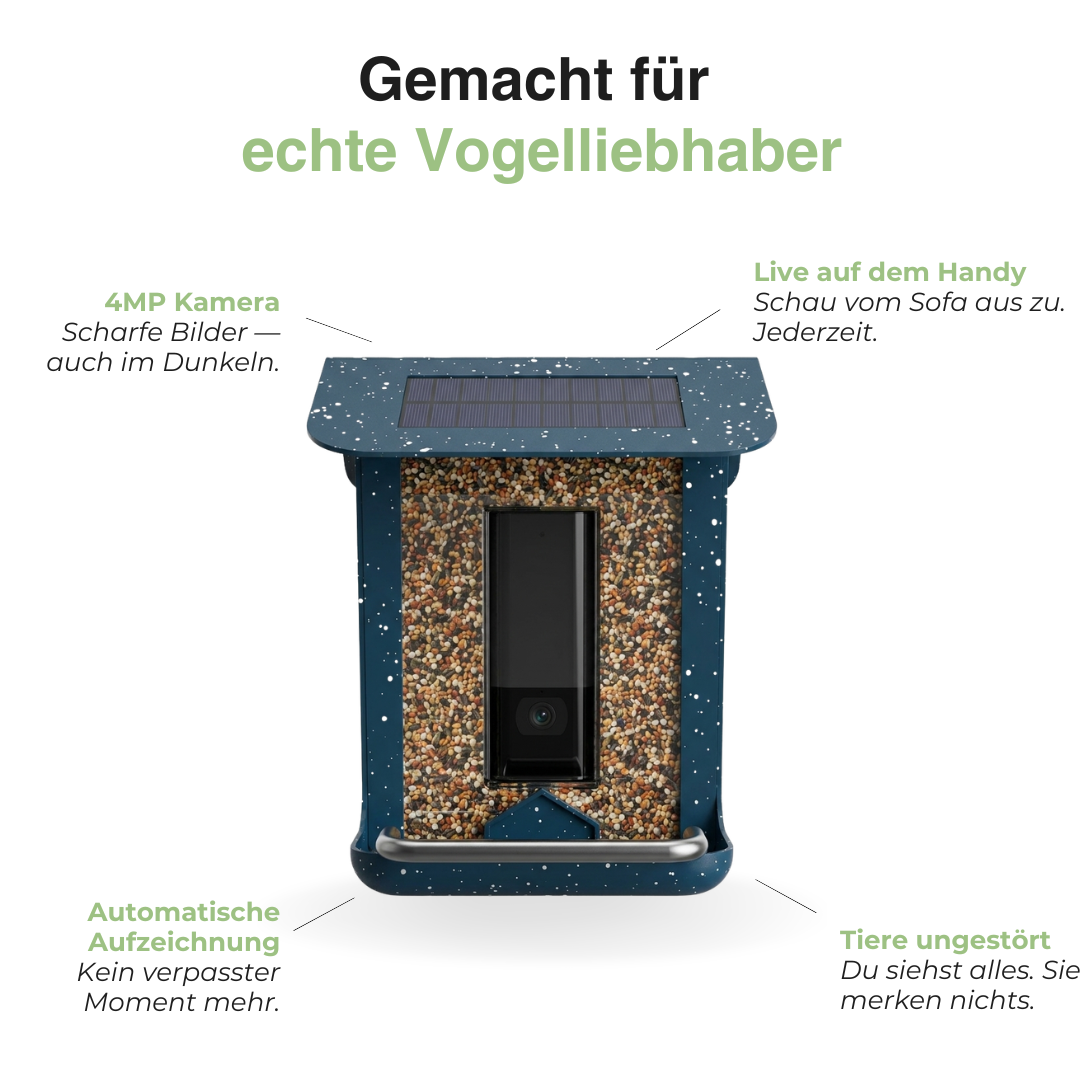 Intelligente Kamera-Vogelfutterstation - Fernsteuerung per App - Vogelhaus