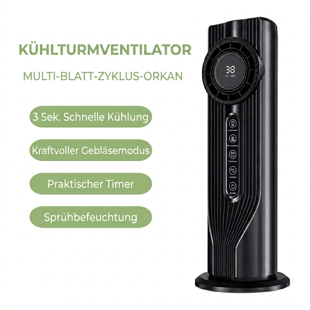 Turmventilator & Luftbefeuchter – USB, 6 Geschwindigkeitsstufen & 6-Stunden-Timer