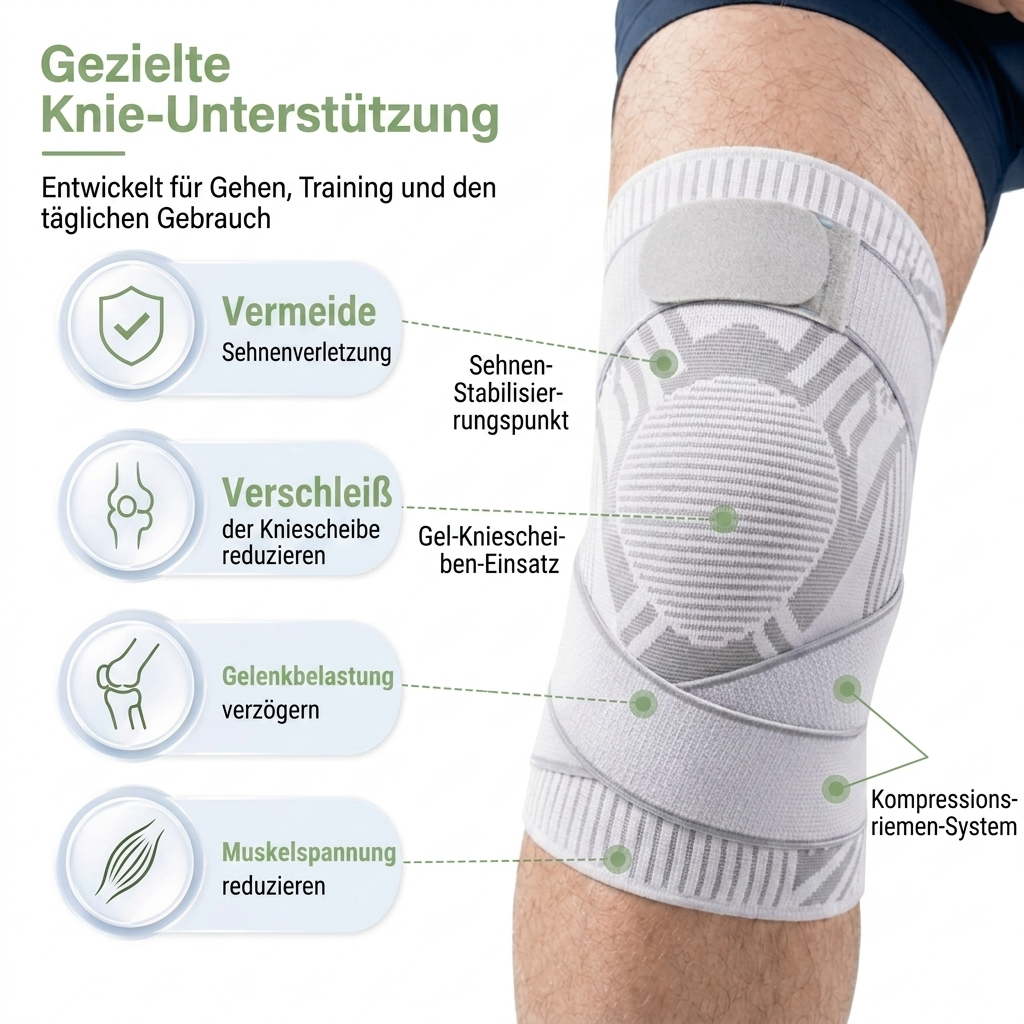 Knieorthese - Kompressionsbandage - Verstellbarer Riemen