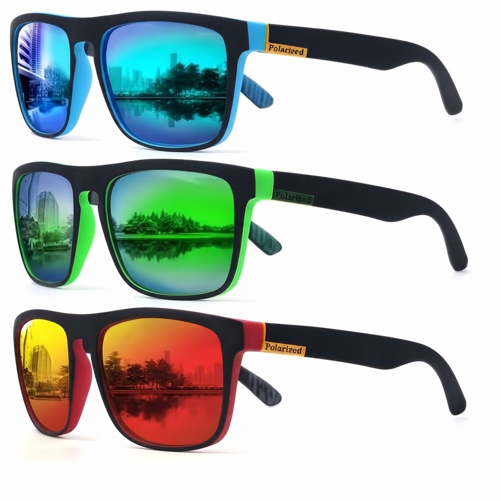 Polarisierte Sonnenbrille 3er-Set - Eckige Fassung - UV-Filter