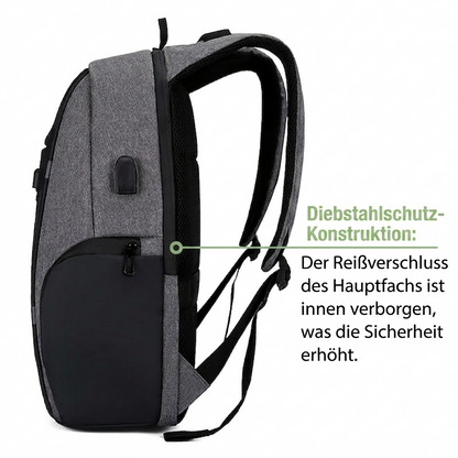 Schulrucksack für Laptop 15,6" - mit USB-Anschluss - diebstahlsicher