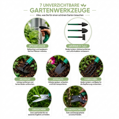 Gartenwerkzeug Set mit Koffer - 10 Teilig Edelstahl - Ergonomisch