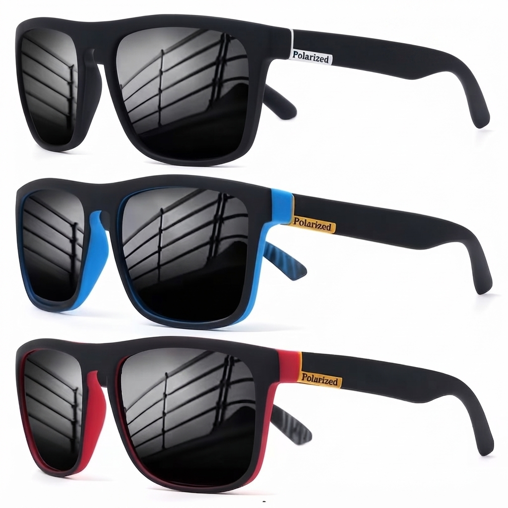 Polarisierte Sonnenbrille 3er-Set - Eckige Fassung - UV-Filter