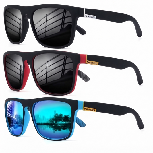 Polarisierte Sonnenbrille 3er-Set - Eckige Fassung - UV-Filter