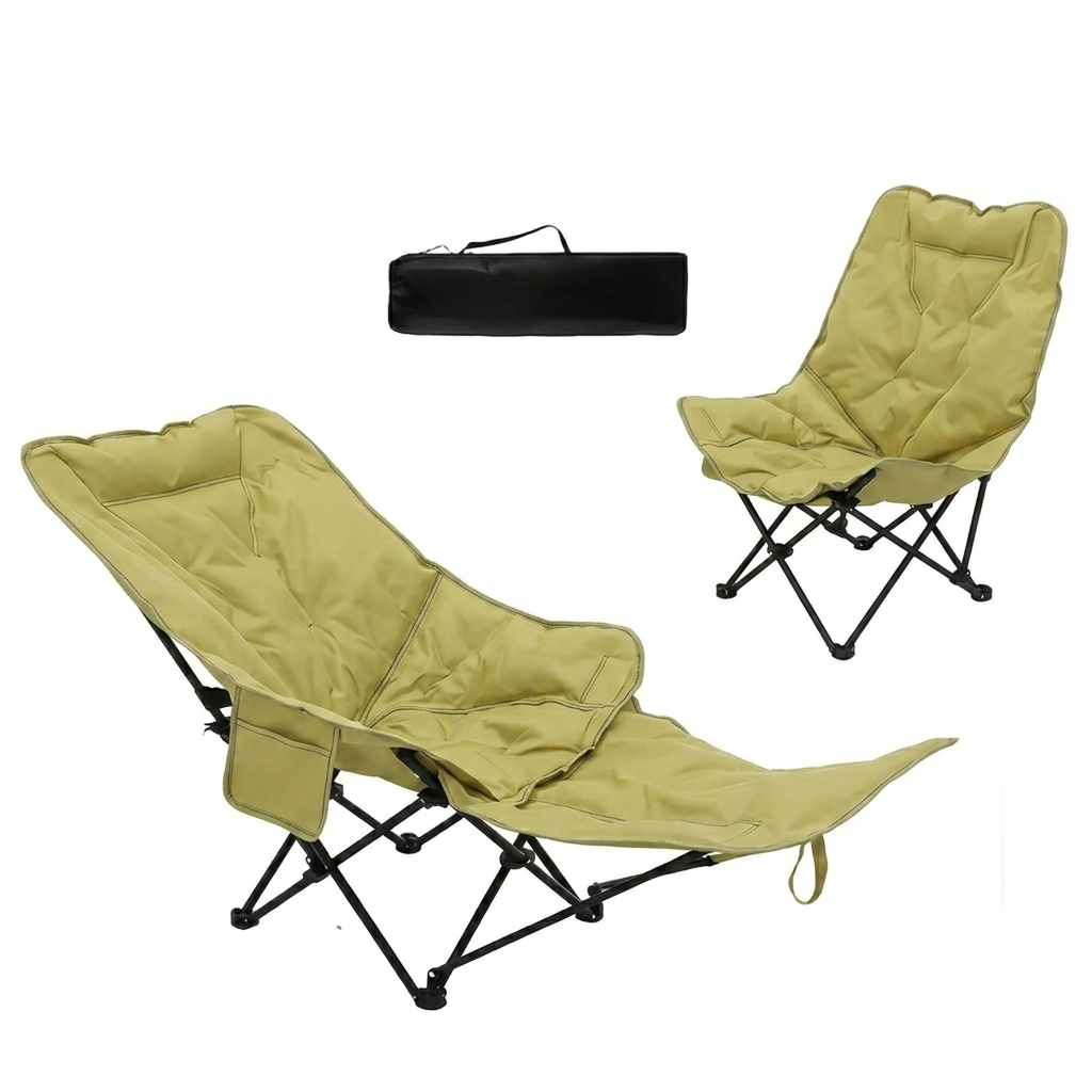 Verstellbarer Campingstuhl – Klappbar – Mit Fußstütze