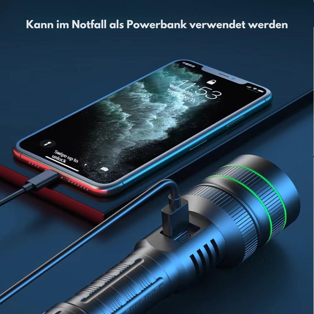 LED-Taschenlampe – Zoombar 3 km – Extrem Hell