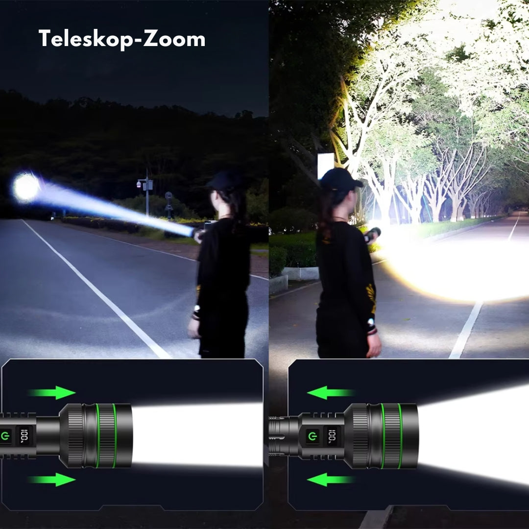 LED-Taschenlampe – Zoombar 3 km – Extrem Hell