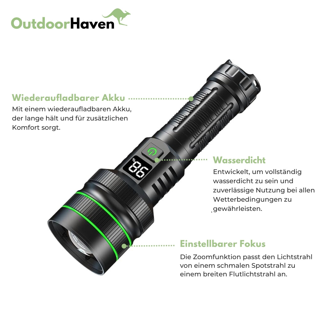 LED-Taschenlampe – Zoombar 3 km – Extrem Hell