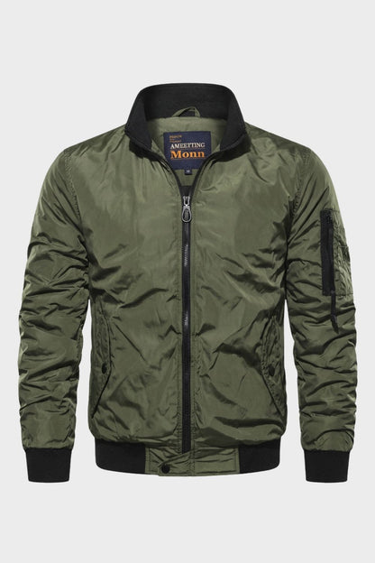 Herrenjacke mit Stehkragen - Leichte Übergangsjacke - Ärmeltasche